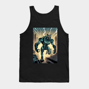 Monster giant robot cyborg dog attacking the city Tank Top